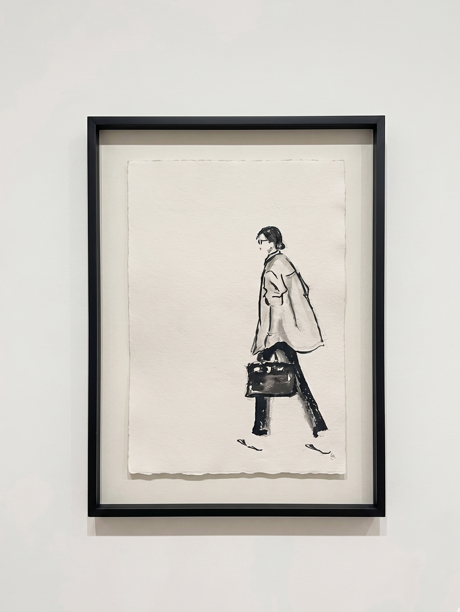 Acryl inkt op handgeschept papier – 40 x 50 cm (incl. lijst)