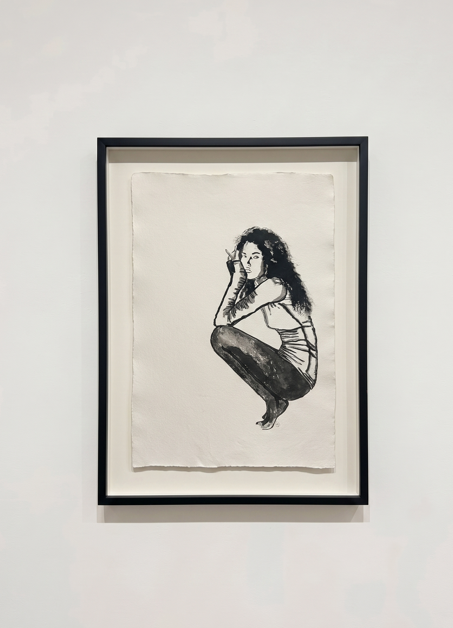 Acryl inkt op handgeschept papier – 40 x 50 cm (incl. lijst)