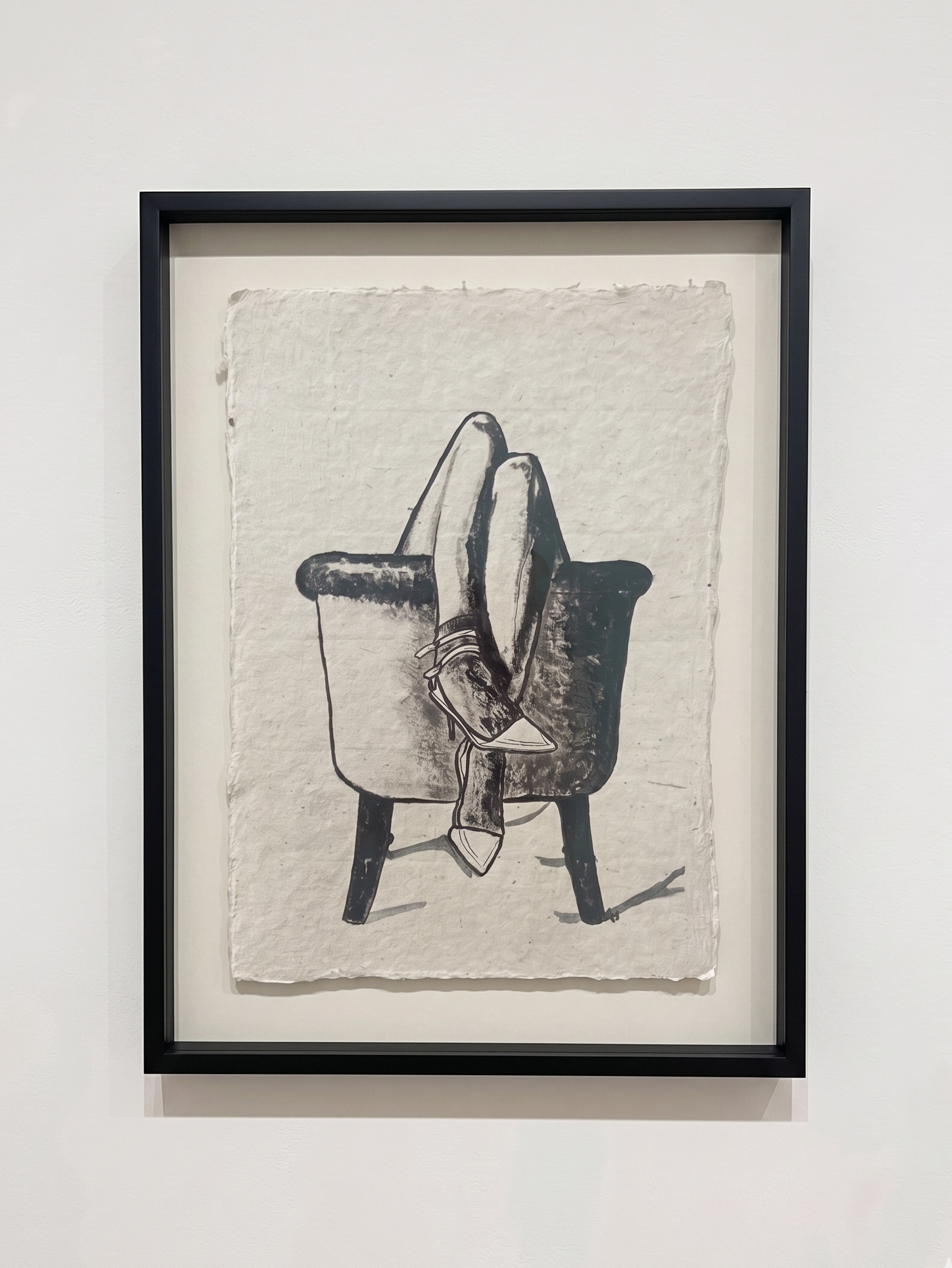 Acryl inkt op handgeschept papier – 45 x 60 cm (incl. lijst)