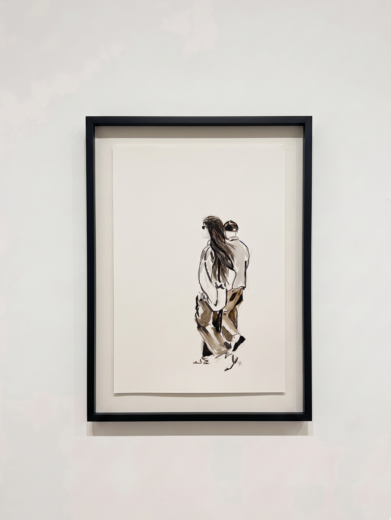 Acryl inkt op handgeschept papier - 40 x 50 cm (incl. lijst)